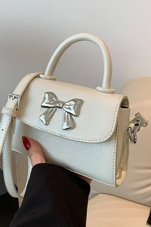 Silver bow mini women’s handbag